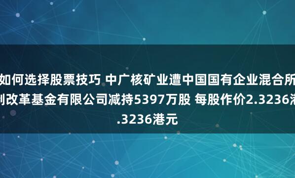 如何选择股票技巧 中广核矿业遭中国国有企业混合所有制改革基金有限公司减持5397万股 每股作价2.3236港元